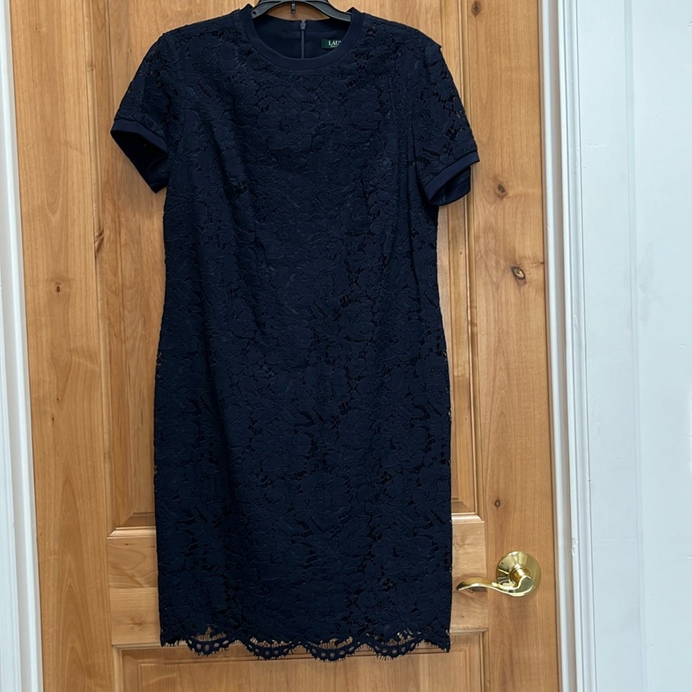 Lauren, Ralph Lauren navy lace dress. New with tags.